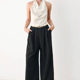 BLACK & CREAM POISE WOVEN JUMPSUIT