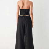 MIDNIGHT POISE BLACK HALTER BELTED WIDE-LEG JUMPSUIT