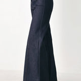 INDIGO IMPRESSION BUTTON DETAIL FLARE JEANS