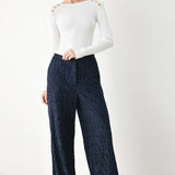 MIDNIGHT PETAL FLOW WOVEN LACE PANTS