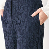 MIDNIGHT PETAL FLOW WOVEN LACE PANTS
