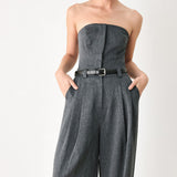 POWER HOUR STRAPLESS BELTED JUMPSUIT