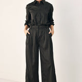 CITY AFTER DARK STRIPED WIDE LEG PANTS