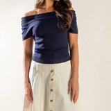 TIME FOR TEA OFF SHOULDER SWEATER TOP
