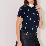 SIDEWALK CAFÉ NAVY SWEATER KNIT TOP