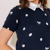 SIDEWALK CAFÉ NAVY SWEATER KNIT TOP