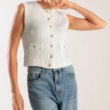 NOTHING LIKE IT WHITE KNIT VEST