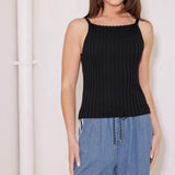 BIT OF SUNSHINE BLACK SWEATER KNIT TANK TOP