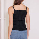 BIT OF SUNSHINE BLACK SWEATER KNIT TANK TOP