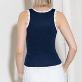 DEEP CONNECTION NAVY KNIT TANK TOP