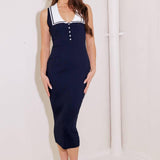 SO MAGNETIC NAVY SWEATER MIDI DRESS
