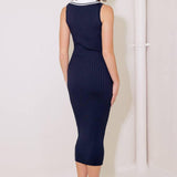 SO MAGNETIC NAVY SWEATER MIDI DRESS
