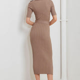 STRUCTURED CHIC SWEATER MIDI DRESS