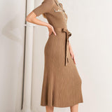 PARISIAN INSPIRED STYLE SWEATER KNIT MIDI DRESS