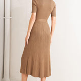 PARISIAN INSPIRED STYLE SWEATER KNIT MIDI DRESS