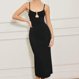 WESTERN EDGE BLACK SWEATER KNIT MIDI DRESS