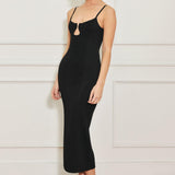 WESTERN EDGE BLACK SWEATER KNIT MIDI DRESS