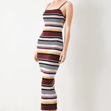MIDNIGHT STRIPE SWEATER KNIT MIDI DRESS