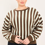 CAPPUCCINO VERTICAL STRIPE KNIT TOP