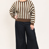 CAPPUCCINO VERTICAL STRIPE KNIT TOP
