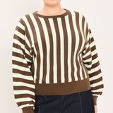 CAPPUCCINO VERTICAL STRIPE KNIT TOP