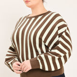 CAPPUCCINO VERTICAL STRIPE KNIT TOP
