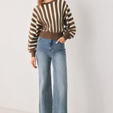 CAPPUCCINO VERTICAL STRIPE KNIT TOP