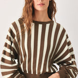CAPPUCCINO VERTICAL STRIPE KNIT TOP