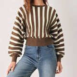 CAPPUCCINO VERTICAL STRIPE KNIT TOP