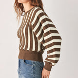 CAPPUCCINO VERTICAL STRIPE KNIT TOP