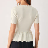 FROSTED CREAM POCKET-DETAIL SWEATER TOP