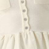 FROSTED CREAM POCKET-DETAIL SWEATER TOP