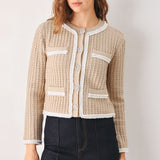 CAMELIA CONTRAST-BORDER CARDIGAN