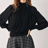 MACADAMIA DRAPED SWEATER KNIT TOP