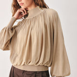 MACADAMIA DRAPED SWEATER KNIT TOP