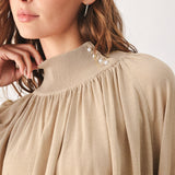 MACADAMIA DRAPED SWEATER KNIT TOP