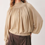 MACADAMIA DRAPED SWEATER KNIT TOP