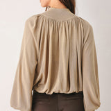 MACADAMIA DRAPED SWEATER KNIT TOP