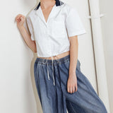 COASTAL COLLAR WOVEN CROP TOP