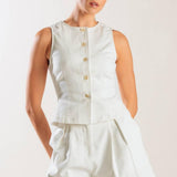 LOVE LETTERS WHITE WOVEN VEST