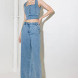 EVER SO SWEET LIGHT INDIGO DENIM TOP