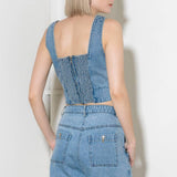 EVER SO SWEET LIGHT INDIGO DENIM TOP