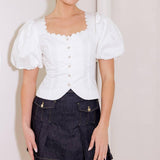 NEVER ORDINARY WHITE WOVEN TOP