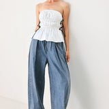 BEACH CLUB WOVEN STRAPLESS TOP