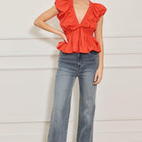 SCARLET COUNTRY GIRL WOVEN TOP