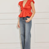 SCARLET COUNTRY GIRL WOVEN TOP
