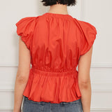 SCARLET COUNTRY GIRL WOVEN TOP