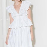 SLOW DOWN IN WHITE WOVEN TOP