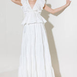 SLOW DOWN IN WHITE WOVEN TOP