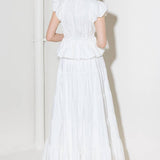 SLOW DOWN IN WHITE WOVEN TOP